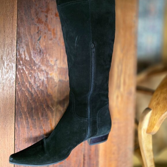 Sundance Point toe over the knee boots Black suede size 41 Narrow Italy made - Picture 8 of 11